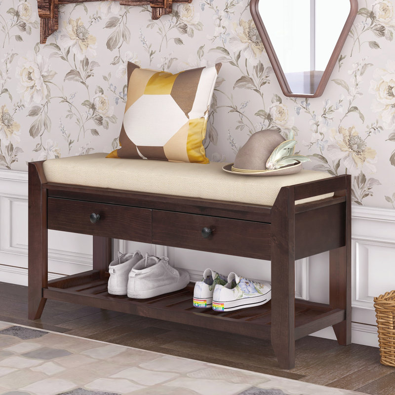 Range-chaussures avec siège rembourré et tiroirs, banc de rangement pour hall d'entrée, Espresso, Espresso