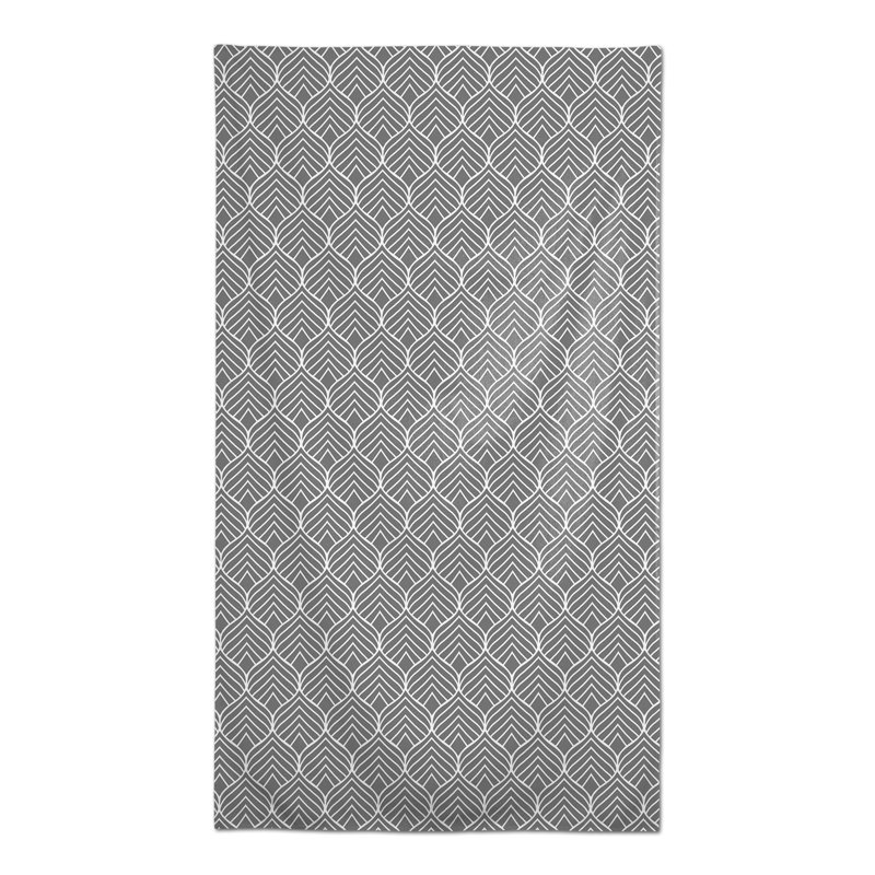 Geo Leaf Pattern Pink 3 Tablecloth, Gray