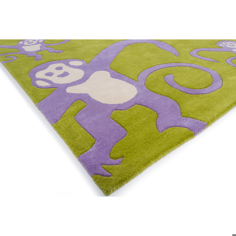 Kids Green Monkey Area Rug, Rectangle 5' x 7'6"
