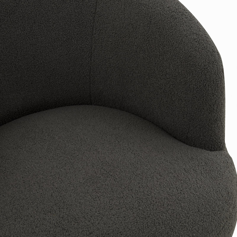 Teter Upholstered Swivel Barrel Chair, Dark Gray 100% Polyester, Silver