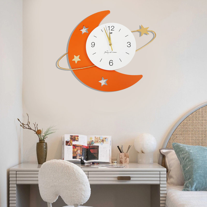 Hindsboro Creative Moon And Star Shape Silent Metal Wall Clock