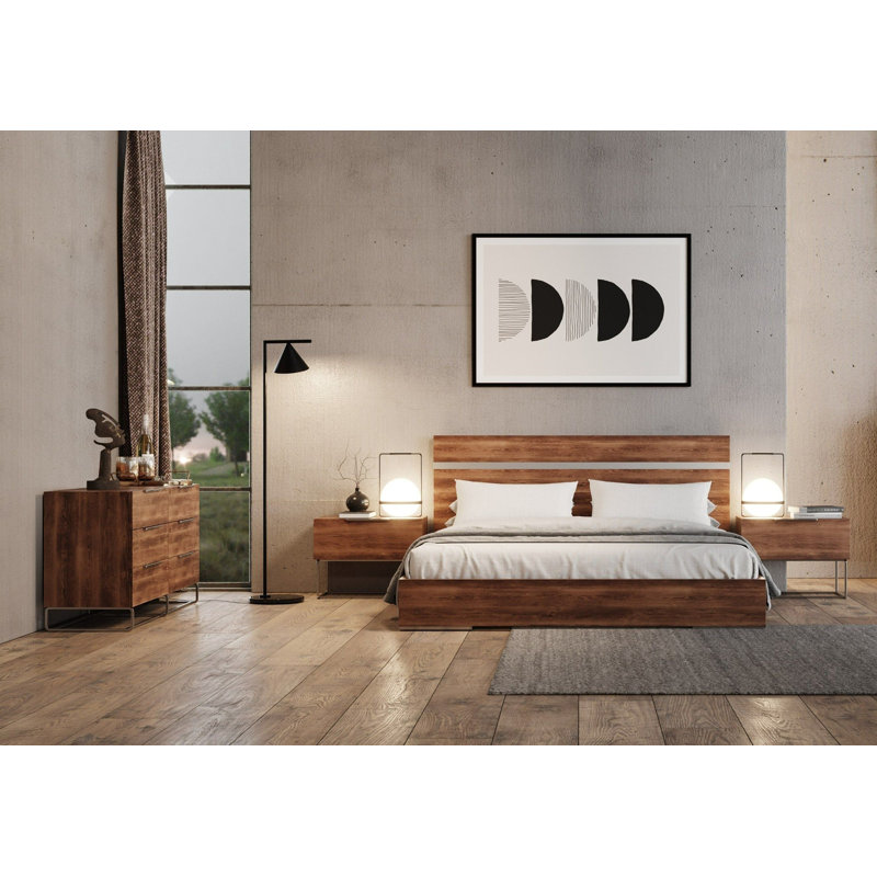 Geneiva Italian Modern Light Oak 4-piece Bedroom Set, Queen