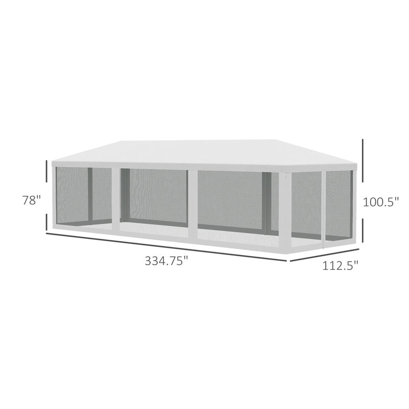 Outsunny 10' Party Tent Canopy, 106.8" H x 230" W x 116.4" D, White