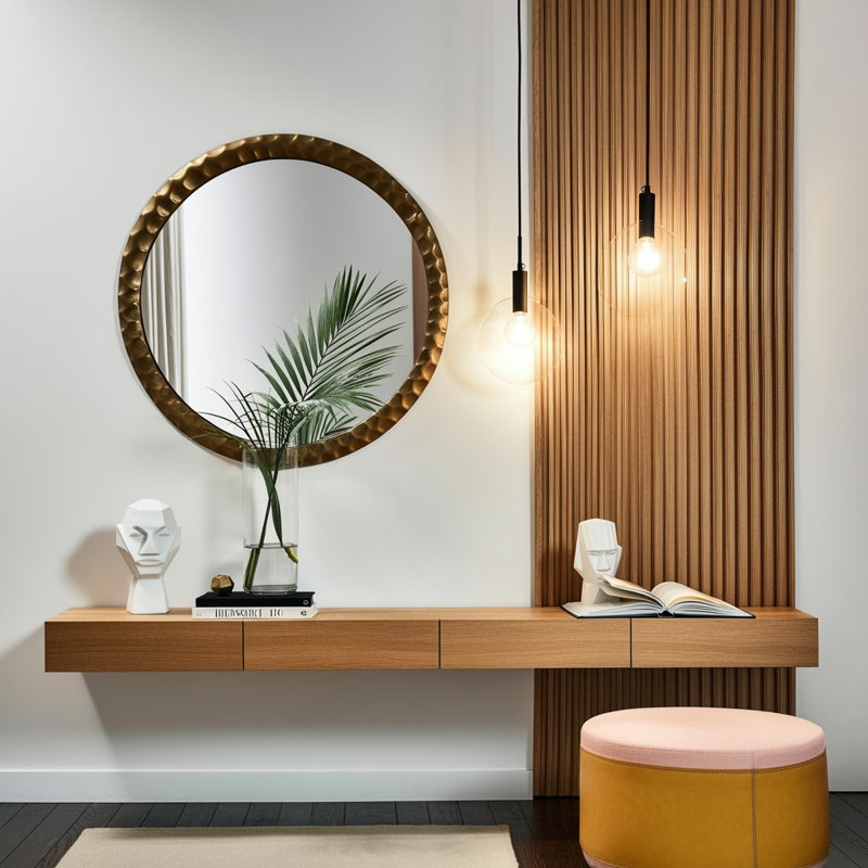  Selene 30X30 Inch Round Mirror Frame – Aluminum Casted Frame In Antique Gold Finish – Luxury Wall Mirror For Living Room, Entryway & Vanity Spaces