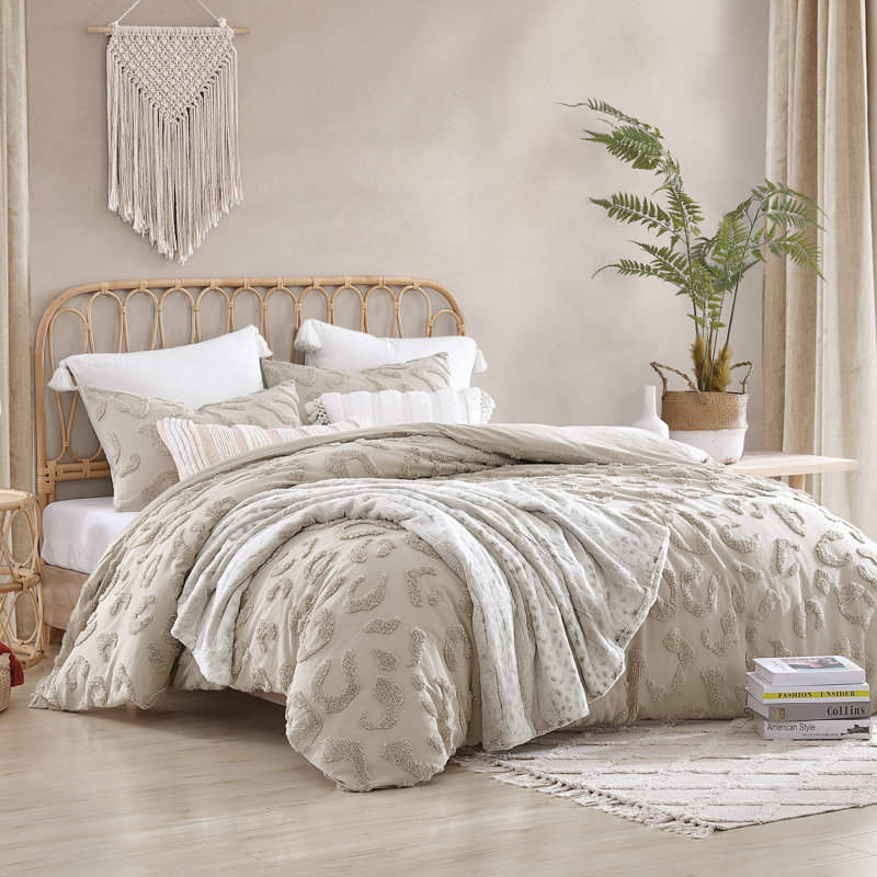  Ensemble d'édredon en chenille Peri Home, Édredon très grand et 2 taies décoratives stand, Beige