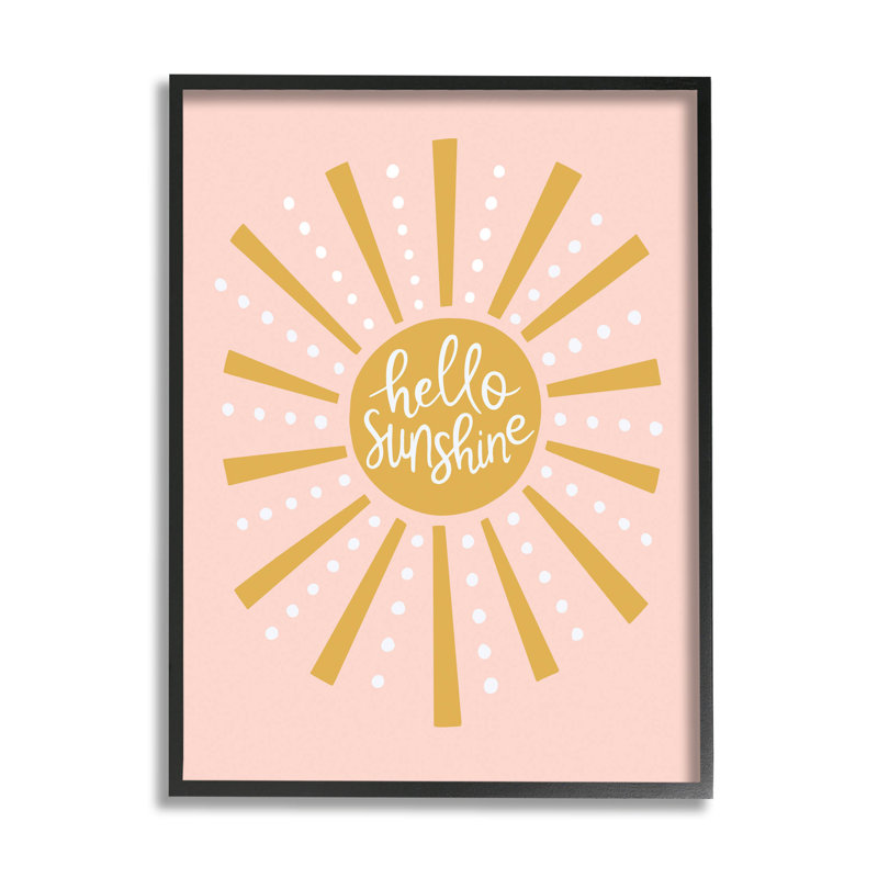 «Hello Sunshine Sun Rays» par Nina Seven - impression sur bois, H 20 po x l 16 po x P 1,5 po, Giclée encadrée noir minuit