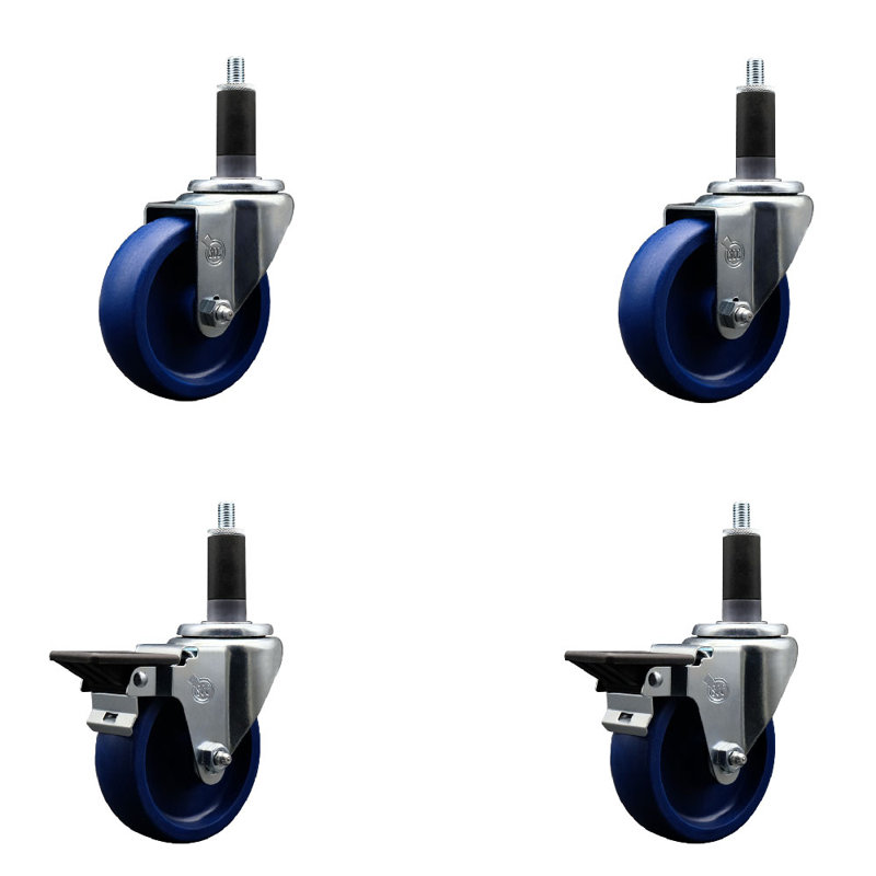 Ensemble de roulettes extensibles pivotantes en poly 4 roues SCC PLB 4 po x 1-1 / 8 po