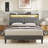 Neavins Bed Frame with Storage Headboard & LED Light, Upholstered Bed Frame with Charging Station-429366112