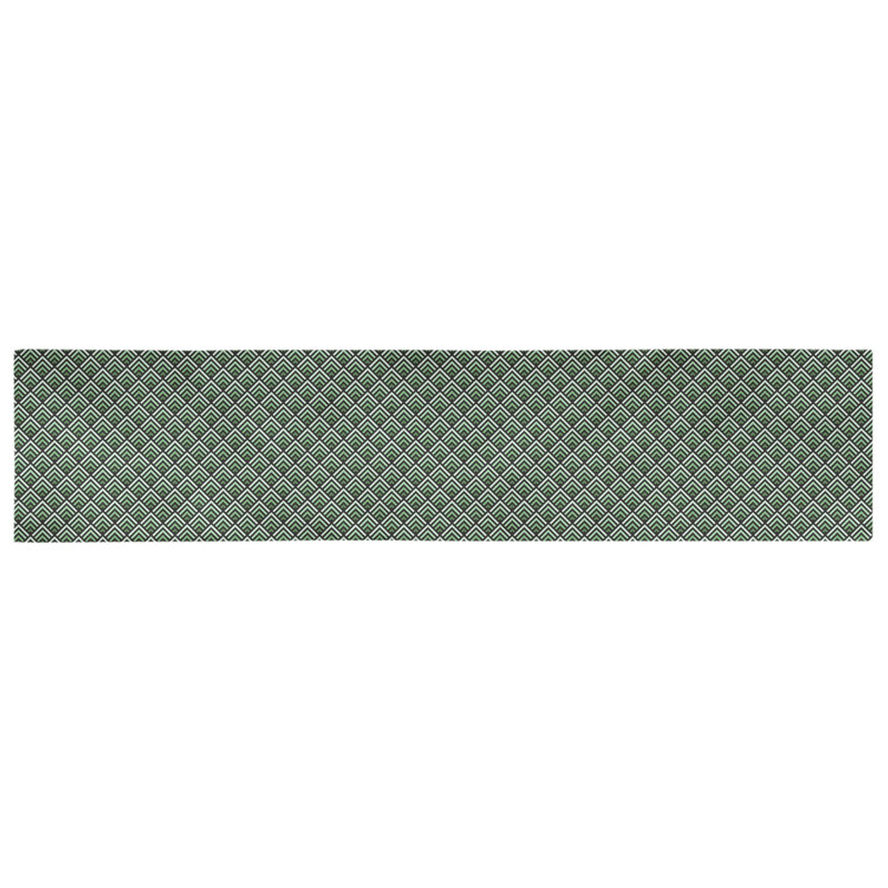 Chemin de table géométrique Avicia, 91,5 po x 17,5 po, Polyester, Noir / Vert