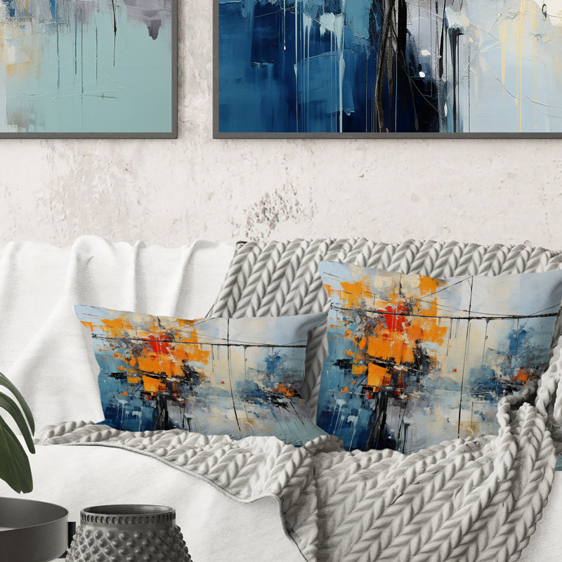Power Lines Abstract Currents - Power Lines Printed Throw Pillow