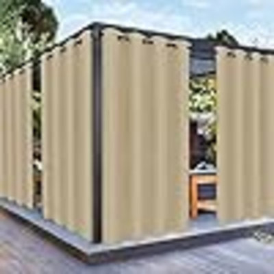 Outdoor Curtains For Patio Waterproof Weatherproof, UV And Fade Resistant Outside Curtains For Gazebo, Front Porch, Pergola, Sun Blocking Privacy Curtain, 52W X 84L Inch, Set Of 2
