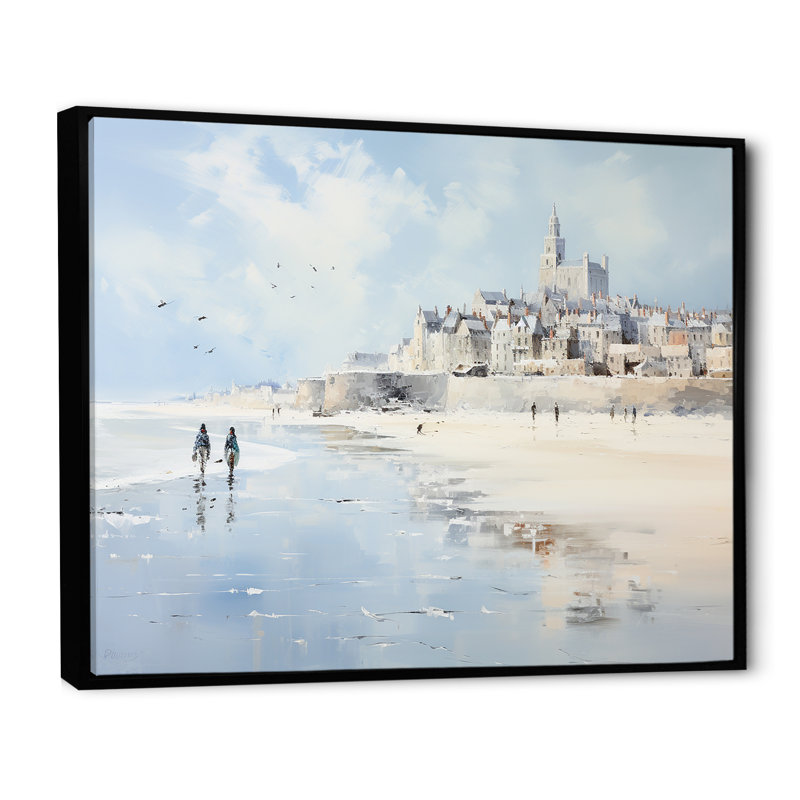 «Normandys Beach In France», reproduction sur toile, Cadre flottant noir, H 12 po x l 20 po x P 1 po