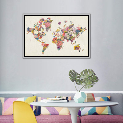 " Botanical Floral Map Light " Graphic Art Print