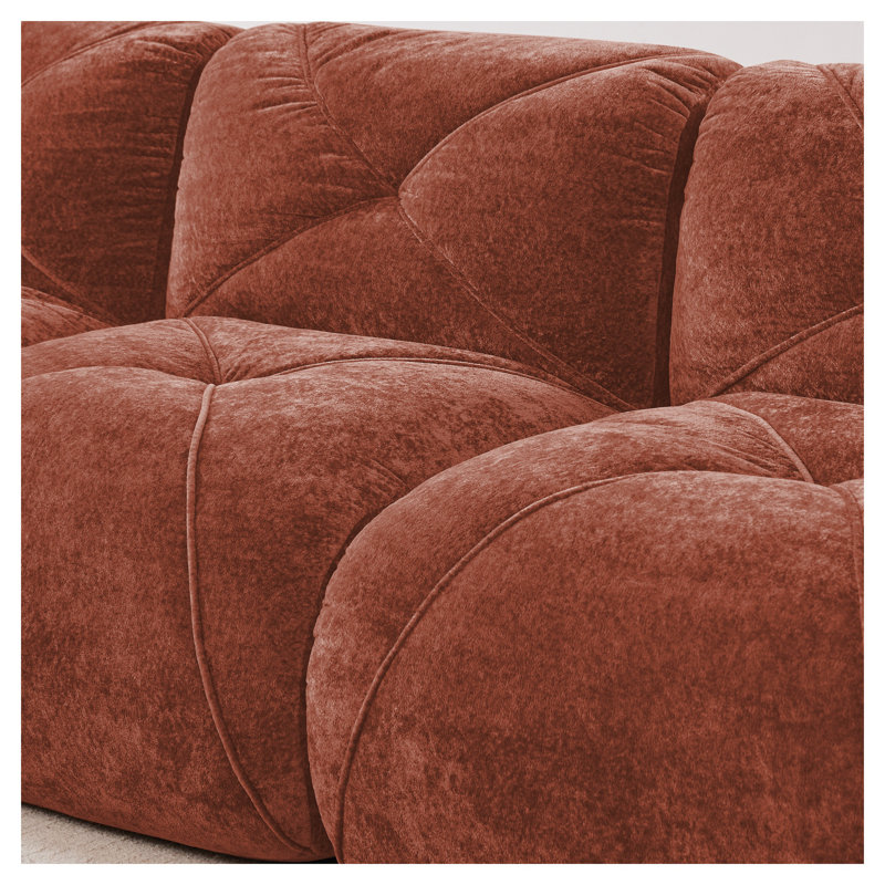 Ensemble de canapé en velours 2 pièces, 3 places + canapé-lit 3 places en rouge, 33.07" H x 110.24" W x 43.31" D, Red