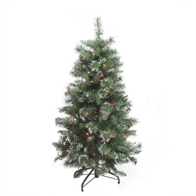 Arbre de Noël artificiel pin moyen givré 4 pi avec lumières claires