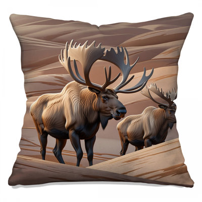 Two Majestic Moose Double Sided Throw Pillows