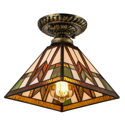 Plafonnier semi-encastré Litfad Tiffany Mission Style