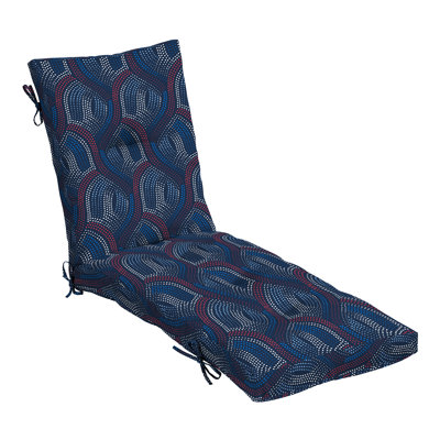 ARDEN Outdoor Plush Modern Tufted Chaise Cushion, 76 x 22, Rain-Proof, Fade Resistant, Tufted Cushion for Chaise Lounger Sapphire Liberty Mosaic