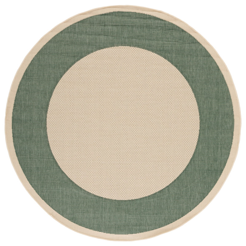 Salita Beige/Dark Green Indoor/Outdoor Area Rug, Round 6'7"