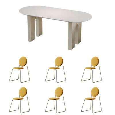Ensemble de table à manger de style français rétro de style crème