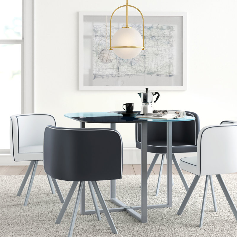 Rowlands 4 - Person Dining Set, White/Black