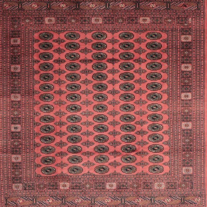 Laine tissée à la machine de style oriental/polyester rouge/vert/brun Tapis décoratif, Rond 5 pi