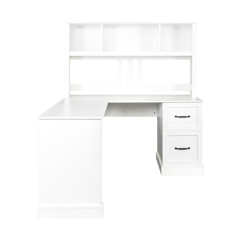 Antiqued White Desk With For Home Office, Sufficient Storage, 2 Shelving, 2 Large Drawers, Waterproof Bedroom Desk, Expansive Space Office , Plentiful Storage Space, Shelf, Smooth Surface, Generous