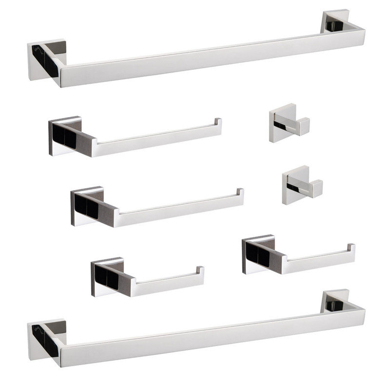 Ensemble de quincaillerie de salle de bain chromée en acier inoxydable 8 pièces, Chrome chrome