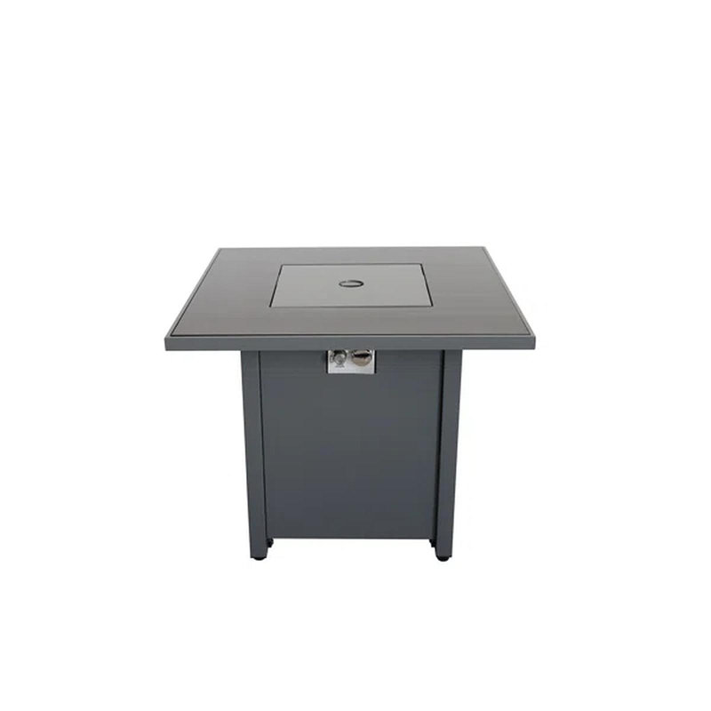 Table de foyer d'extérieur en acier avec couvercle H 25 po x l 30 po