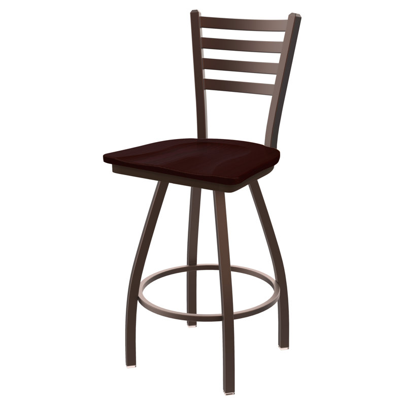 Tabouret de bar pivotant de 30" Evers, Chêne cerisier foncé, Bronze, Tabouret de comptoir (siège d'une hauteur de 25 p