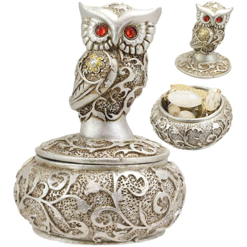 Boîte à bijoux avec hibou avec bijou