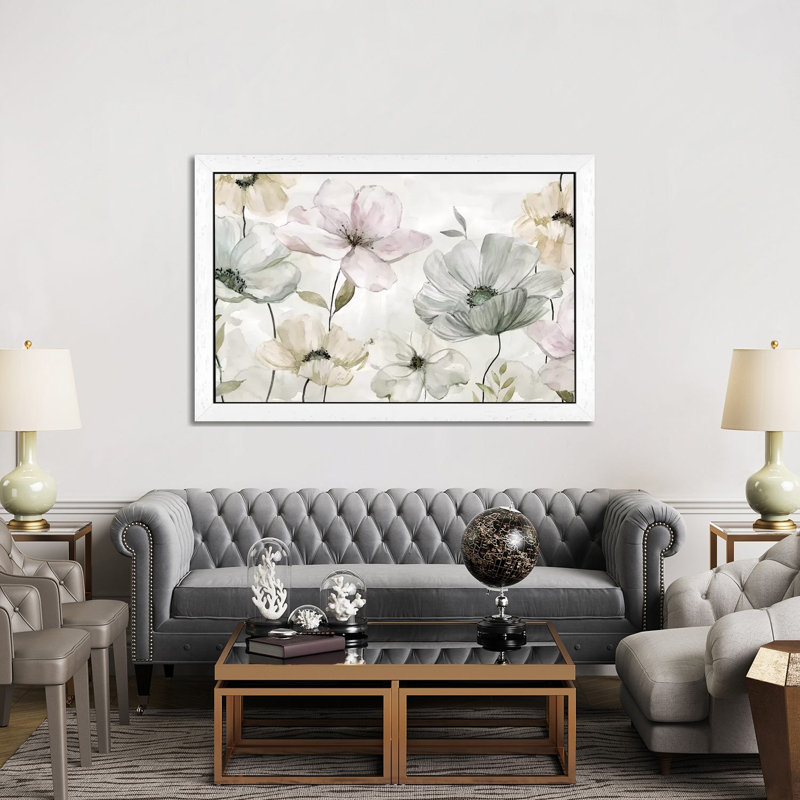 Garden Greys by Carol Robinson - Painting on Canvas, 152.5 cm H x 101.5 cm W, White Framed
