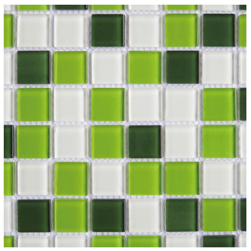 Pizzoli 1'' W x 1'' L Backsplash Glass Tile Mosaic Sheet, Green