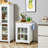 27" Rolling Kitchen Island Cart with Drawer and Glass Door Cabinet, Kitchen Trolley with Adjustable Shelf and Towel Rack, White