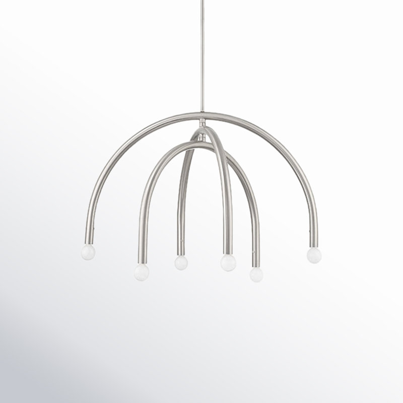 Yula 6-Light Chandelier in Brushed Nickel, Brushed Nickel