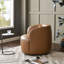 Fauteuil pivotant rembourré en similicuir avec repose-pieds-115270006