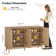 Seyla 55'' Sideboard with Solid Wood Legs & 2 Adjustable Shelves, Four Curved Fluted Door