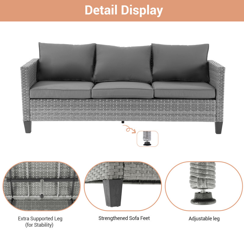 Beatha 7 - Person Patio Conversation Set with Cushions, Gray