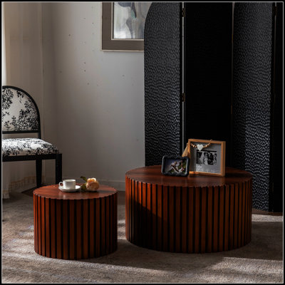 Table basse ronde en bois pour les petits espaces, aucun assemblage requis, fabriqué à la main et durable