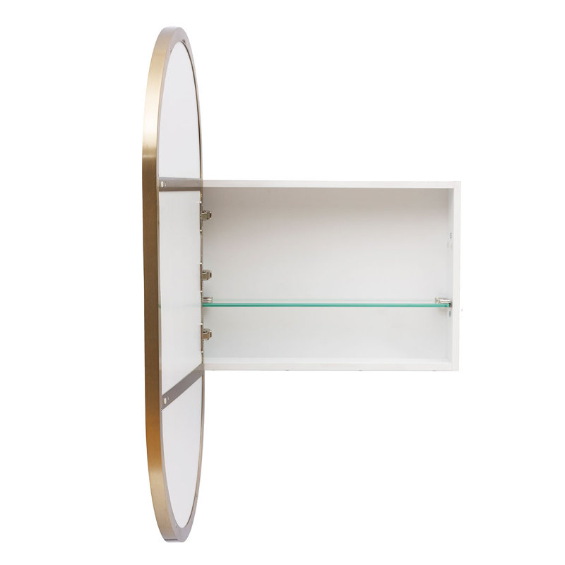 Carolee W H Framed Medicine Cabinet Mirror 1 Adjustable, Satin Brass
