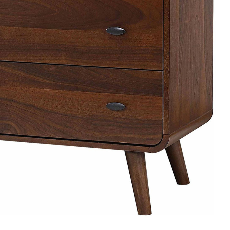 Commode 6 tiroirs avec miroir noyer foncé