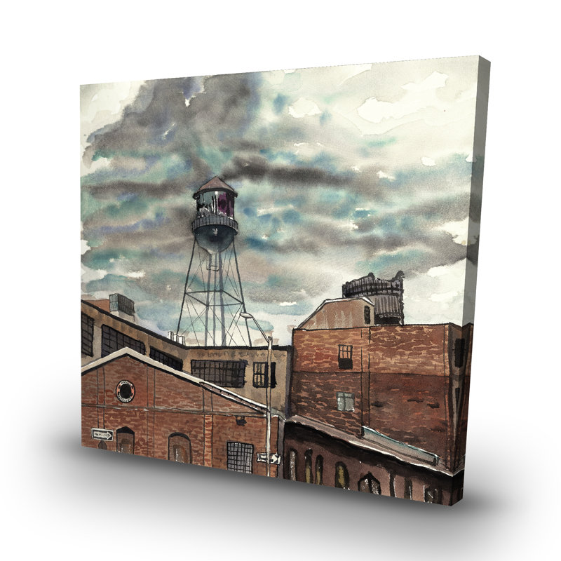 Water tower in williamsburg - 32"x32" art on canvas