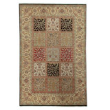 Hand Knotted Wool Oriental Area Rug in Multi And Ivory