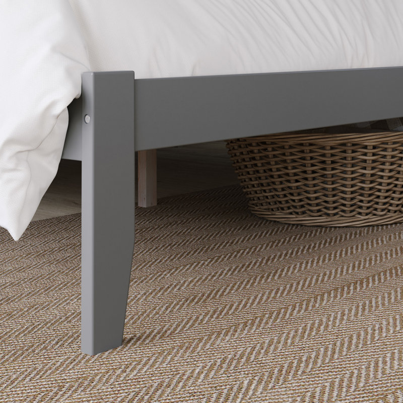 Elliana Solid Wood Slat Bed, Queen, Gray