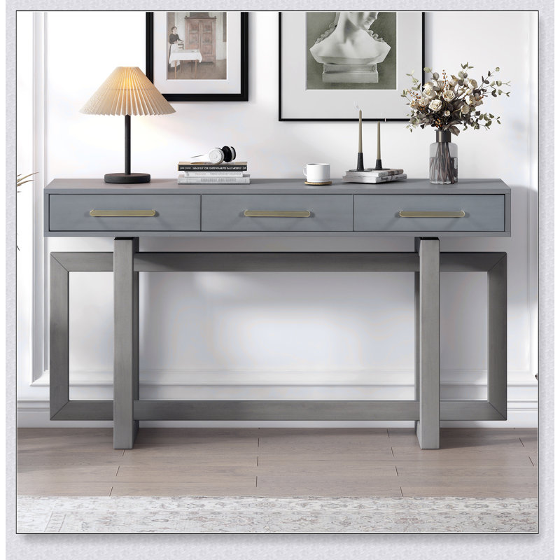 Console élégante avec trois tiroirs, table d'entrée très longue pour les espaces modernes et traditionnels