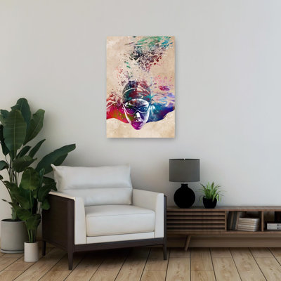 «Vibrant Underwater Swimmer», art mural contemporain