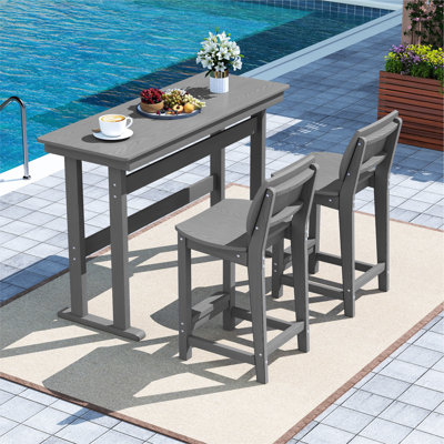 2-person Patio Bar Set Dining Table Poly Balcony Adirondack Bar Chair,HDPE HDPE Outdoor Patio Bar Set All Weather Dining Set, Poolside, Backyard, Gard by Red Barrel Studio