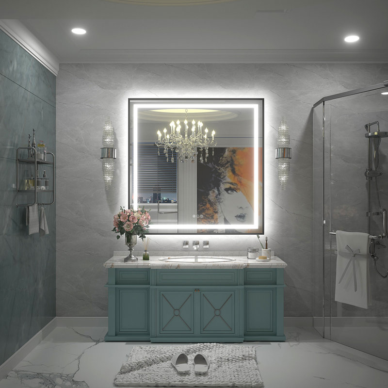 Wayfair Basics® UL Certified Front & Back LED Anti-Fog Tempered Glass Framed Bathroom/Vanity Mirror, 38" x 38"