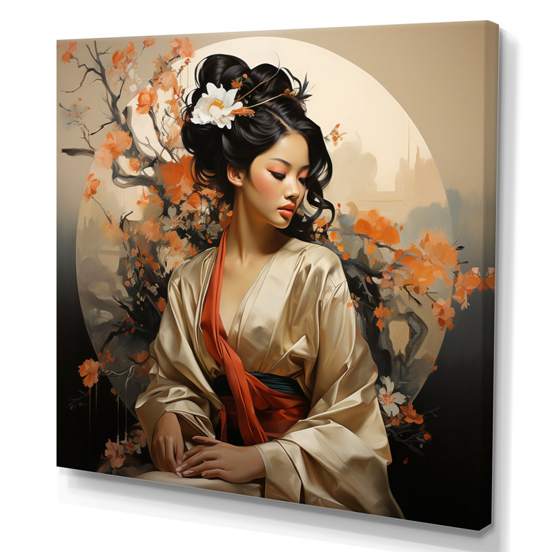 Art asiatique Geishas Grace IX, Toile tendue, 24" H x 24" W
