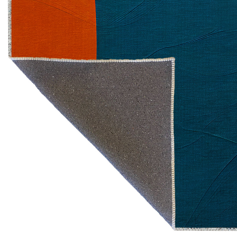 Tapis décoratif multicolore bleu-orange, Rectangle 4 pi 11,06 po x 7 pi 6,55 po